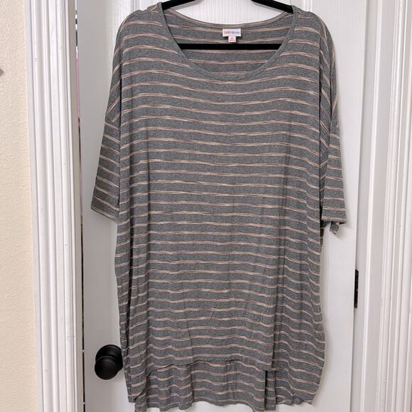 LuLaRoe Womens gray brown stripped print  tunic Irma size xl - Picture 1 of 5